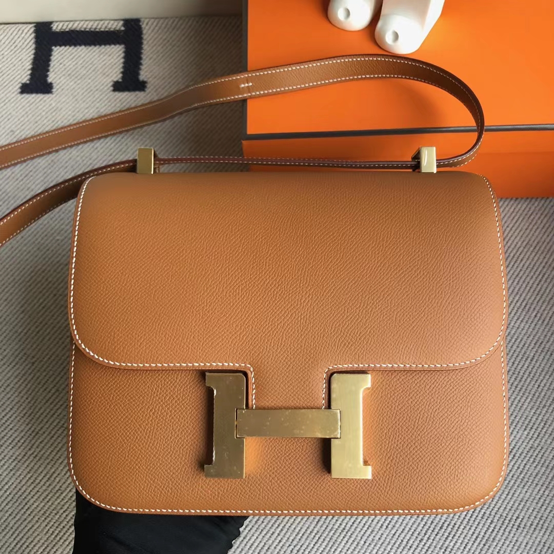 Hermès(爱马仕)Constance 空姐包 Ck37 金棕色 金扣 24cm 顶级工艺 全手工缝制-拉尔森鳄鱼皮具定制 - 爱马仕包包官网 Hermès(爱马仕)Constance 空姐包 Ck37 金棕色 金扣 24cm 顶级工艺 全手工缝制