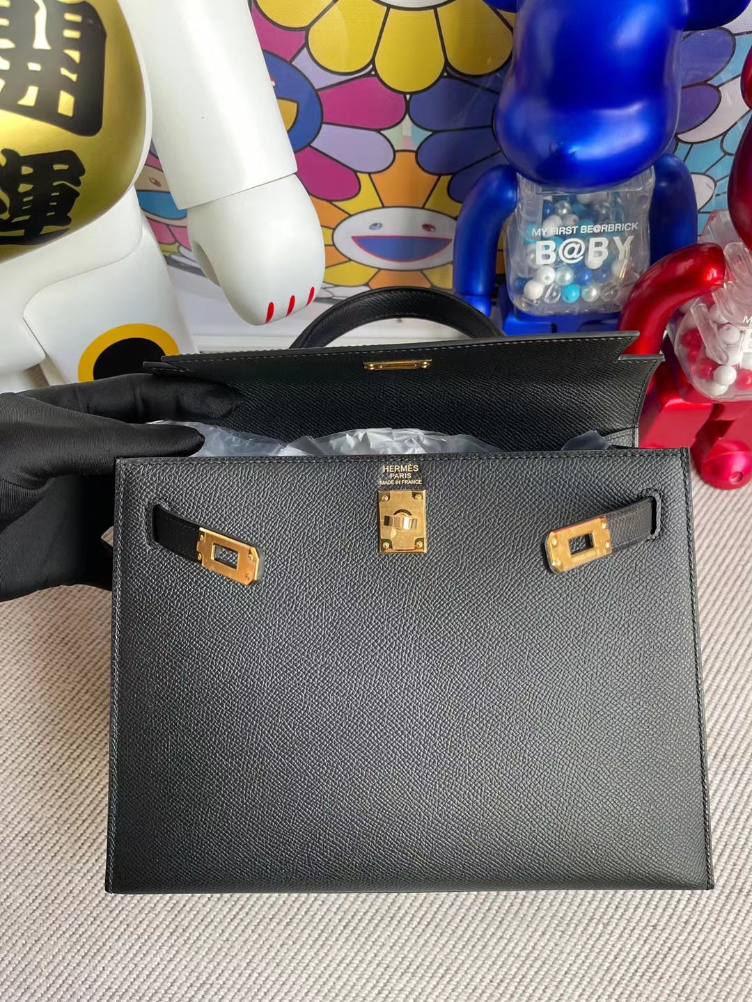 Hermès(爱马仕)Kelly 凯莉包 Epsom Ck89 黑色 金扣 25cm 顶级工艺 全手工缝制-拉尔森鳄鱼皮具定制 - 爱马仕包包官网 Hermès(爱马仕)Kelly 凯莉包 Epsom Ck89 黑色 金扣 25cm 顶级工艺 全手工缝制