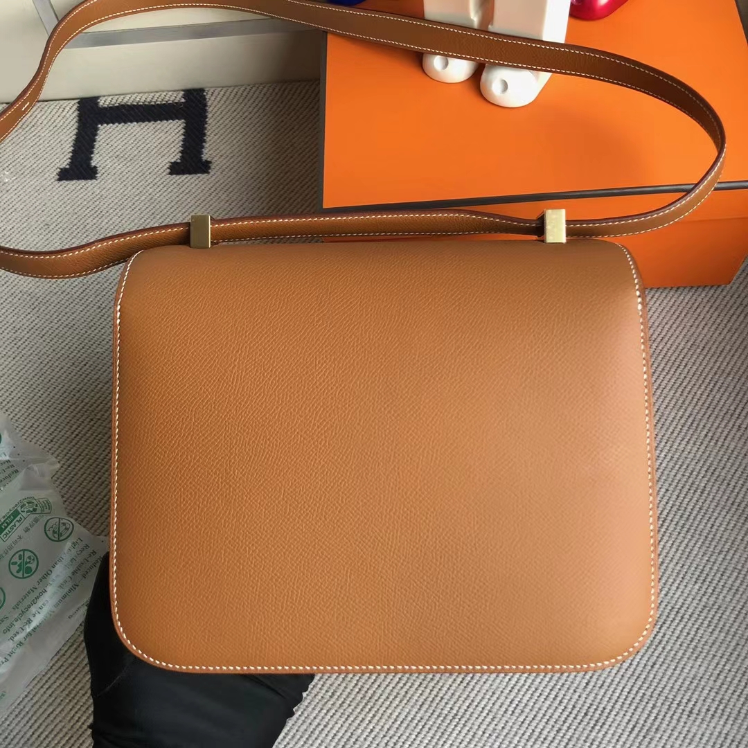 Hermès(爱马仕)Constance 空姐包 Ck37 金棕色 金扣 24cm 顶级工艺 全手工缝制-拉尔森鳄鱼皮具定制 - 爱马仕包包官网 Hermès(爱马仕)Constance 空姐包 Ck37 金棕色 金扣 24cm 顶级工艺 全手工缝制
