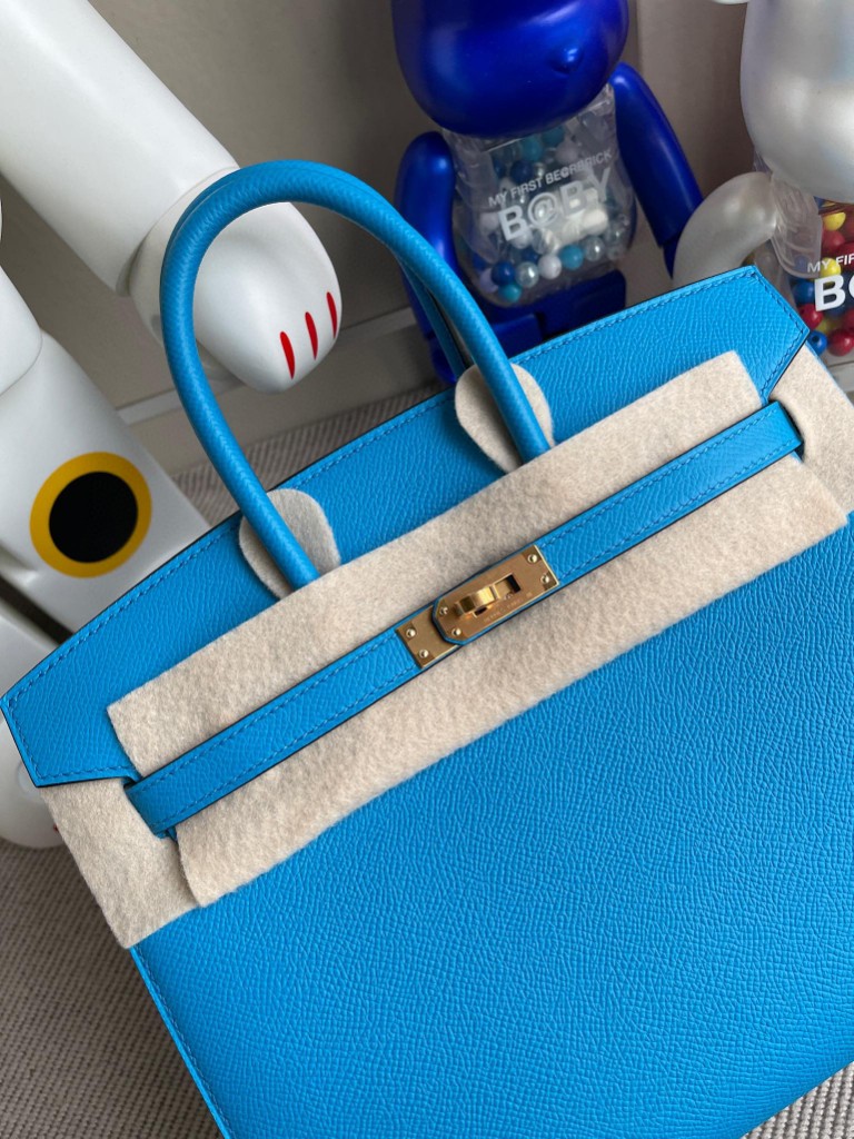 Hermès(爱马仕)Birkin 铂金包 Epsom 原厂掌纹皮 0F 佛罗里达蓝 外缝 金扣 25cm 顶级手缝-拉尔森鳄鱼皮具定制 - 爱马仕包包官网 Hermès(爱马仕)Birkin 铂金包 Epsom 原厂掌纹皮 0F 佛罗里达蓝 外缝 金扣 25cm 顶级手缝