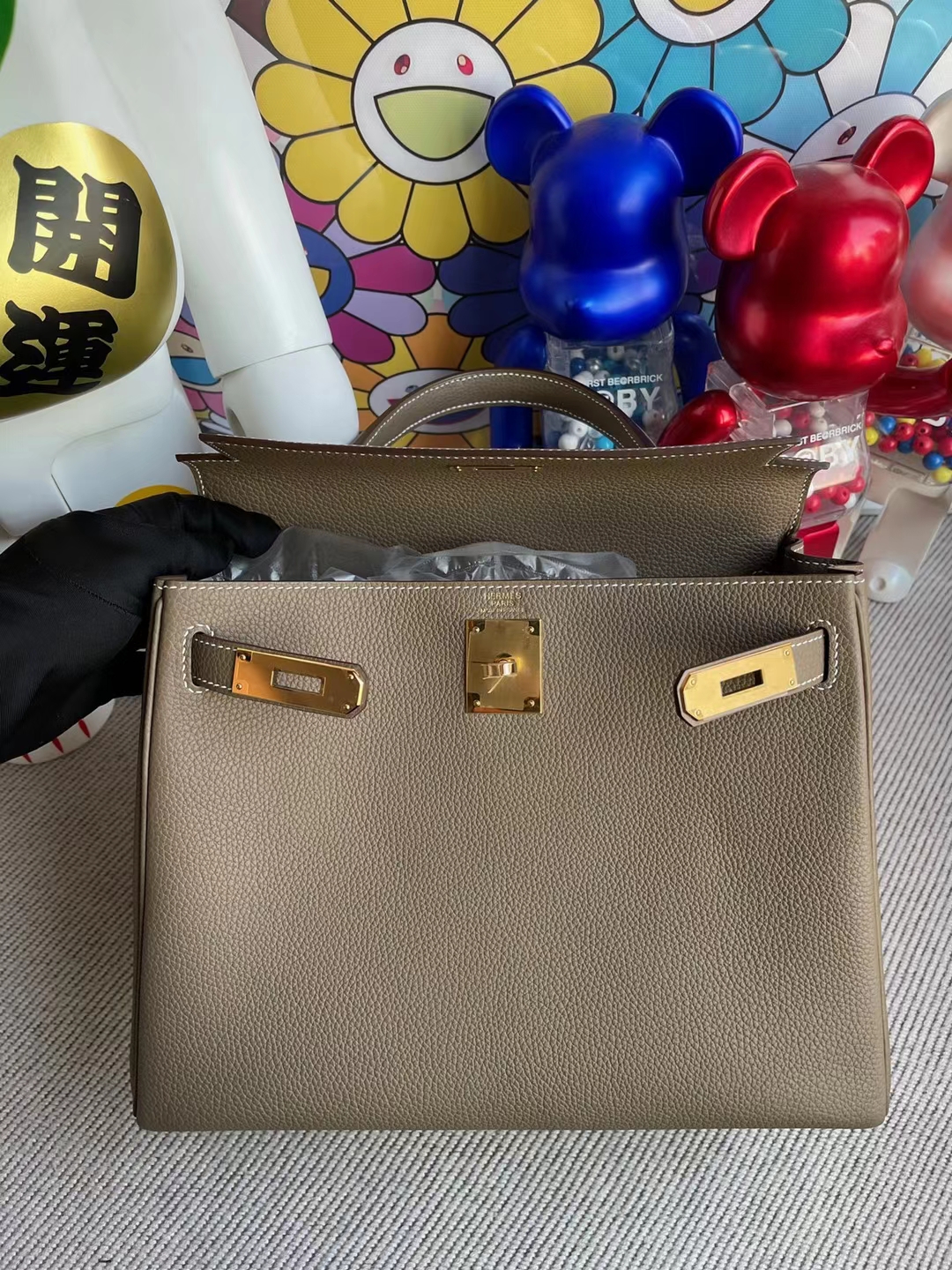 Hermès（爱马仕）Kelly 凯莉包 Togo Ck18 大象灰 金扣 28cm 顶级工艺 全手工缝制