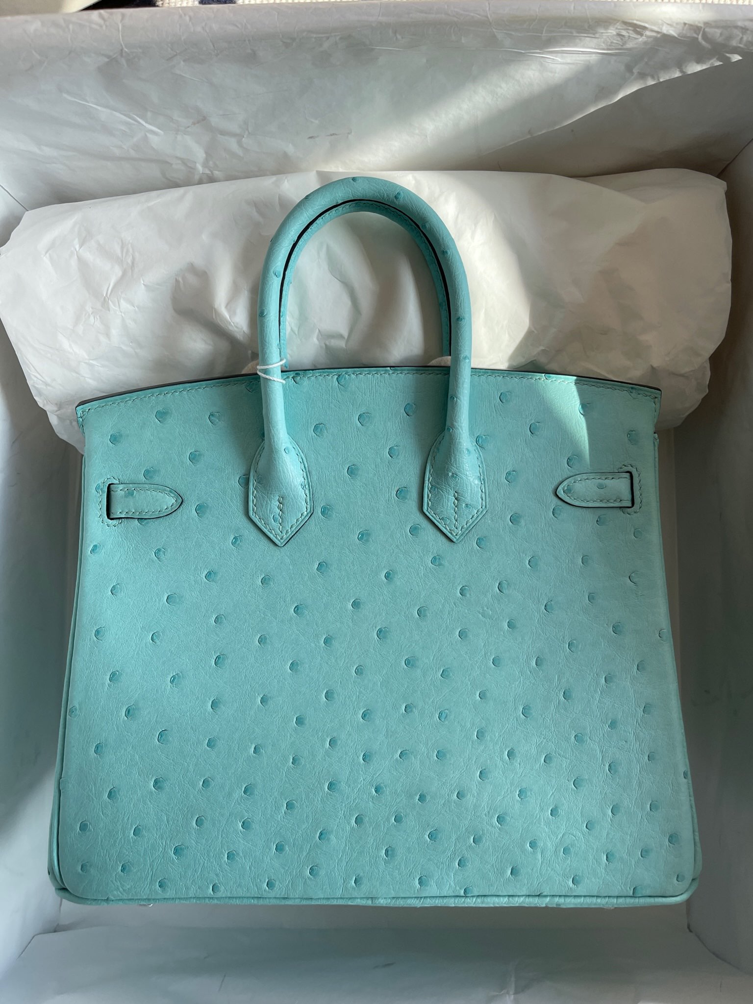 Hermès(爱马仕)Birkin 铂金包 Ostrich kk鸵鸟 3P 马卡龙蓝 银扣 25cm 顶级手缝-拉尔森鳄鱼皮具定制 - 爱马仕包包官网 Hermès(爱马仕)Birkin 铂金包 Ostrich kk鸵鸟 3P 马卡龙蓝 银扣 25cm 顶级手缝