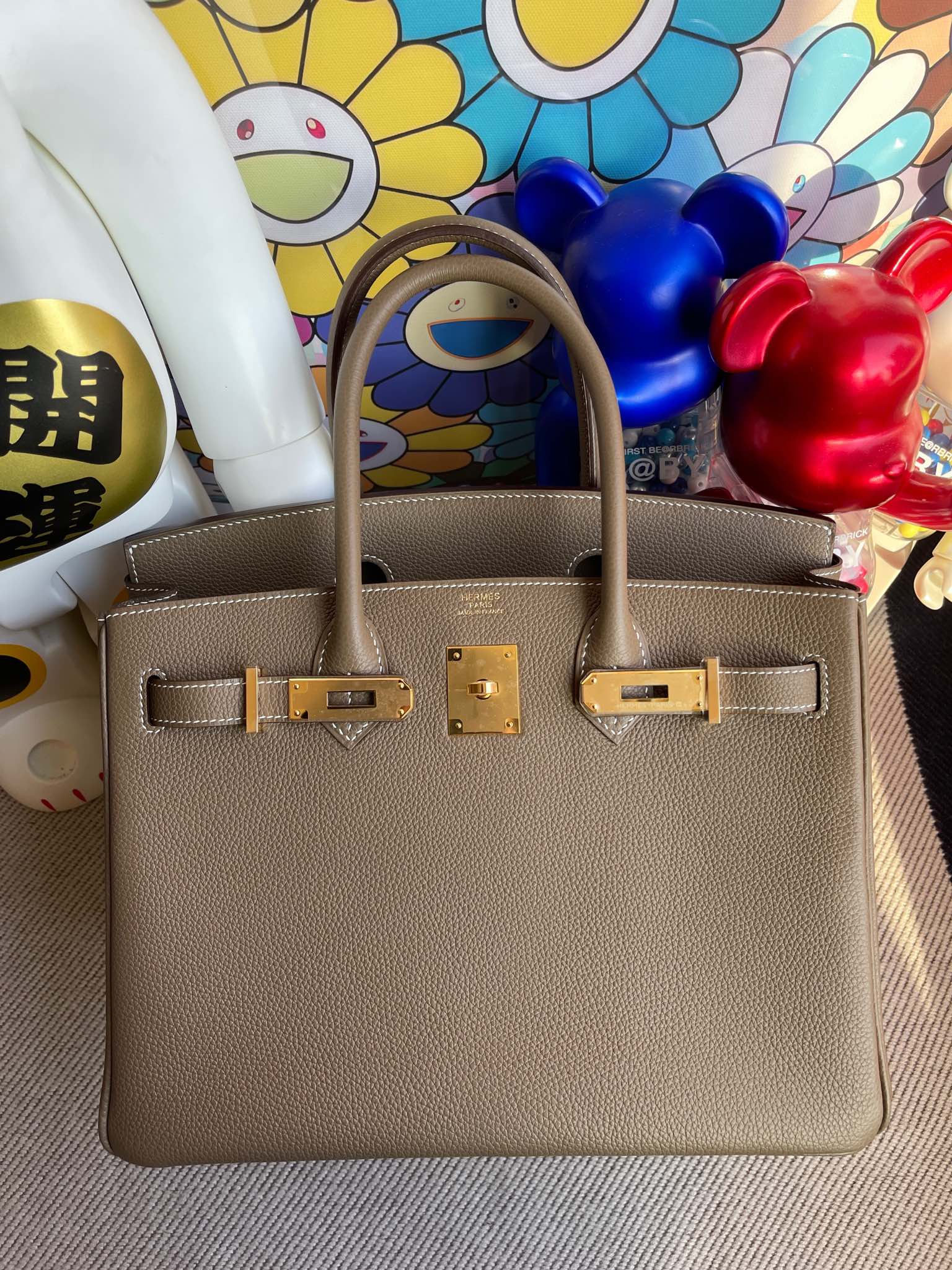 Hermès（爱马仕）Birkin 铂金包 原厂小牛皮 togo  大象灰 Etoupe 金扣 30cm 顶级手缝