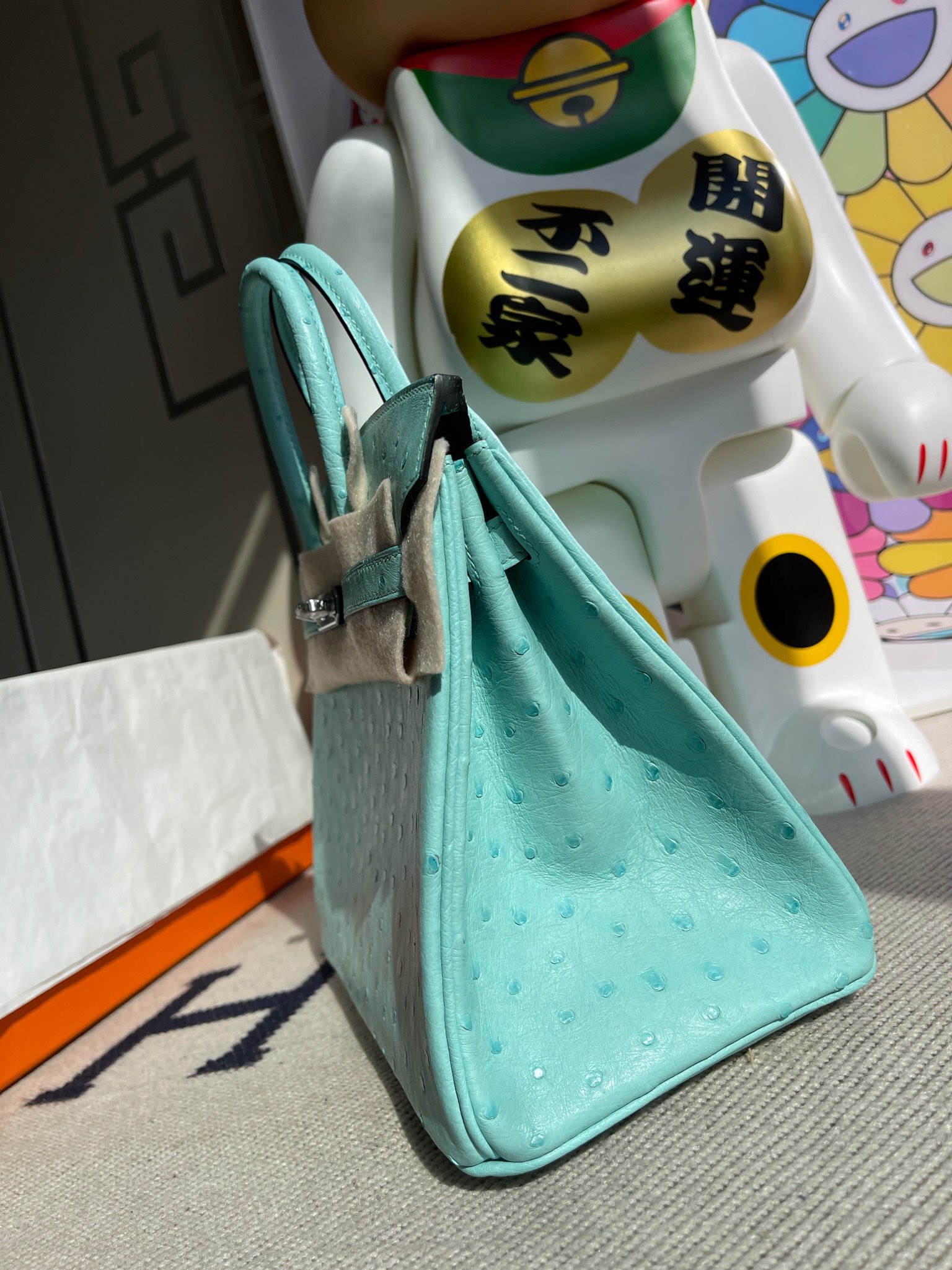 Hermès(爱马仕)Birkin 铂金包 Ostrich kk鸵鸟 3P 马卡龙蓝 银扣 25cm 顶级手缝-拉尔森鳄鱼皮具定制 - 爱马仕包包官网 Hermès(爱马仕)Birkin 铂金包 Ostrich kk鸵鸟 3P 马卡龙蓝 银扣 25cm 顶级手缝