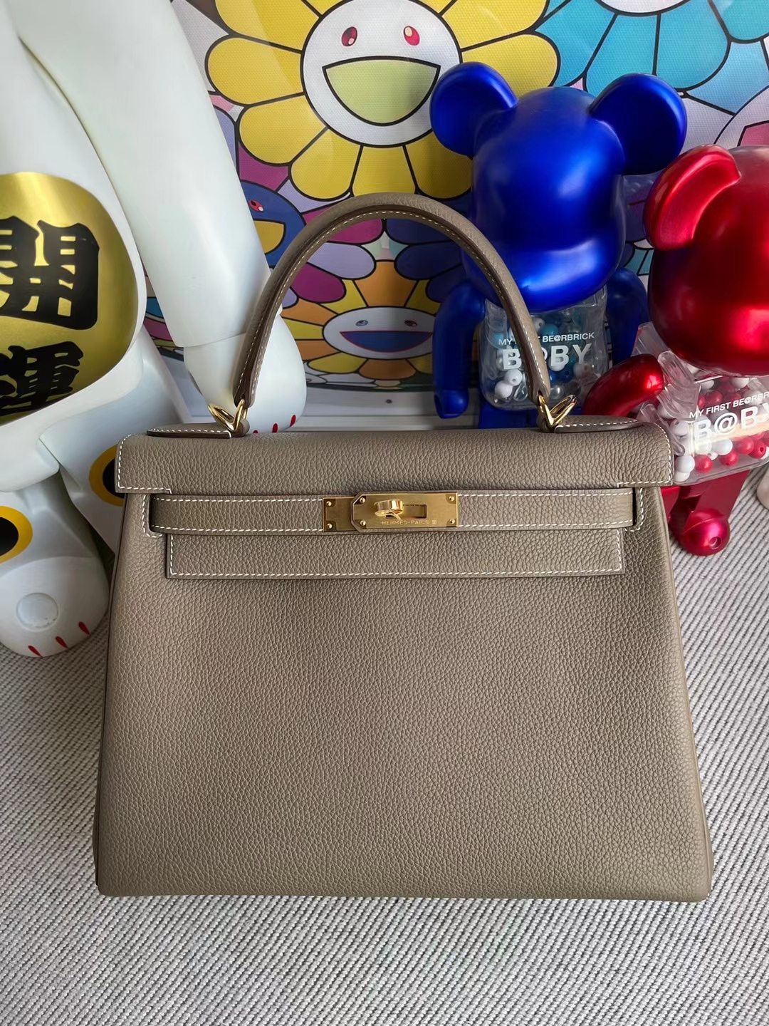 Hermès（爱马仕）Kelly 凯莉包 Togo Ck18 大象灰 金扣 28cm 顶级工艺 全手工缝制