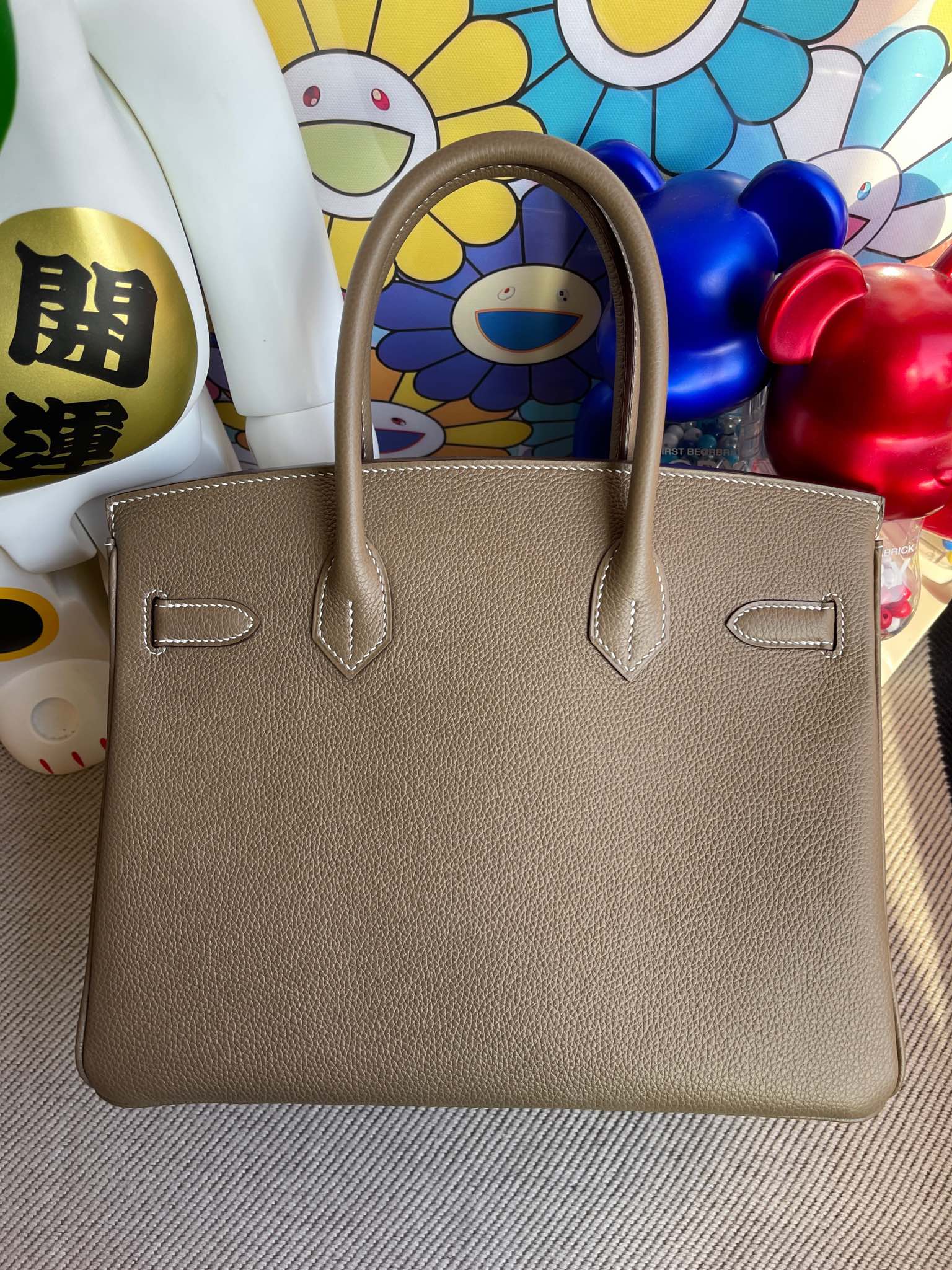 Hermès（爱马仕）Birkin 铂金包 原厂小牛皮 togo  大象灰 Etoupe 金扣 30cm 顶级手缝