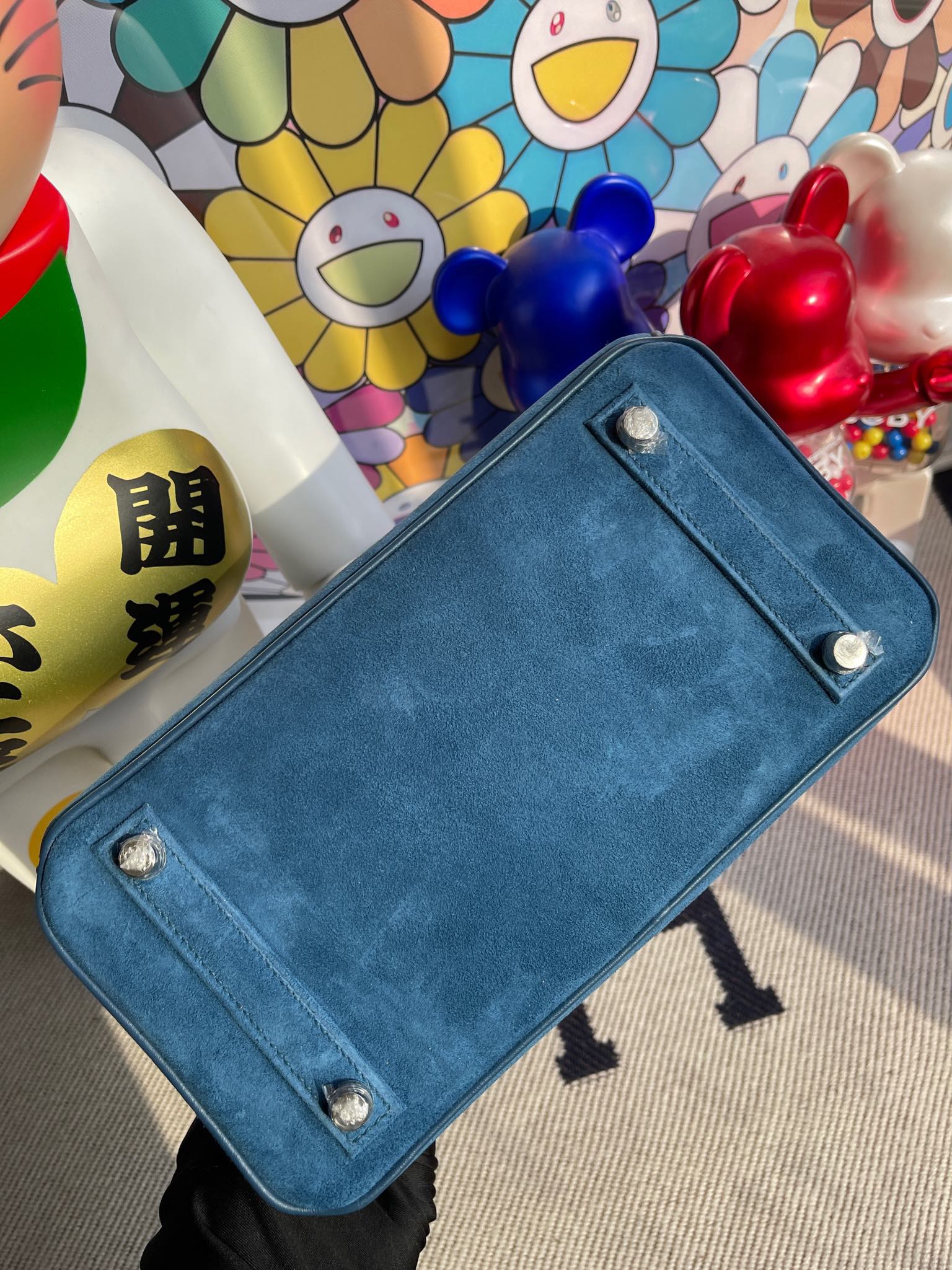 Hermès(爱马仕)Birkin 铂金包 麂皮 拼 swift 皇家蓝 拼 深邃蓝 银扣 25cm 顶级手缝-拉尔森鳄鱼皮具定制 - 爱马仕包包官网 Hermès(爱马仕)Birkin 铂金包 麂皮 拼 swift 皇家蓝 拼 深邃蓝 银扣 25cm 顶级手缝