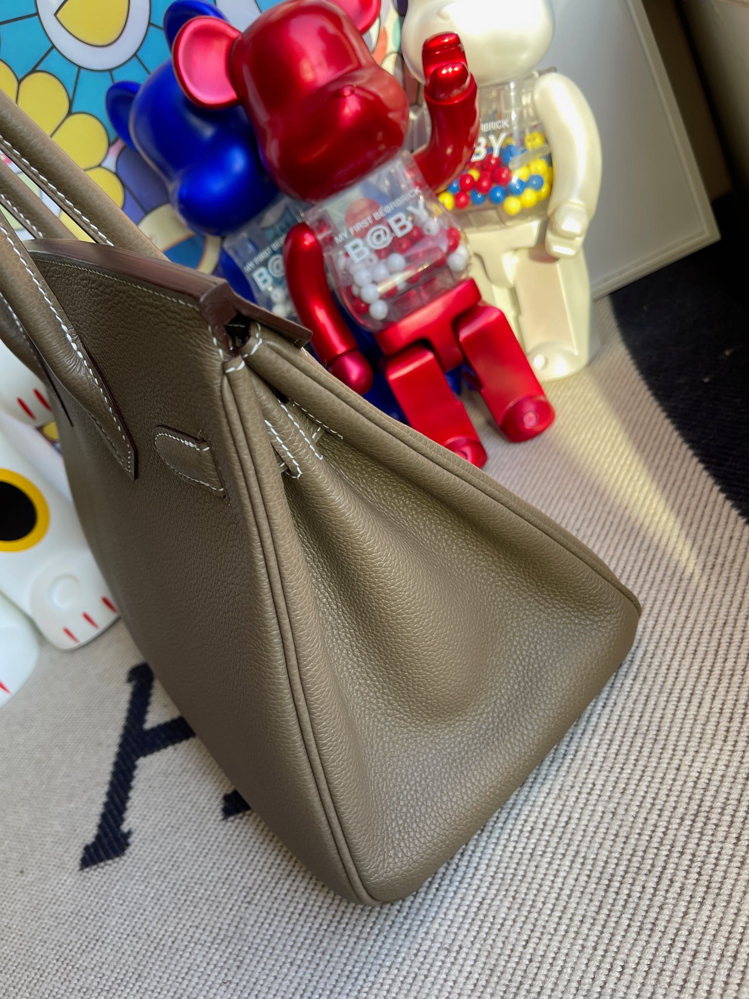 Hermès（爱马仕）Birkin 铂金包 原厂小牛皮 togo  大象灰 Etoupe 金扣 30cm 顶级手缝