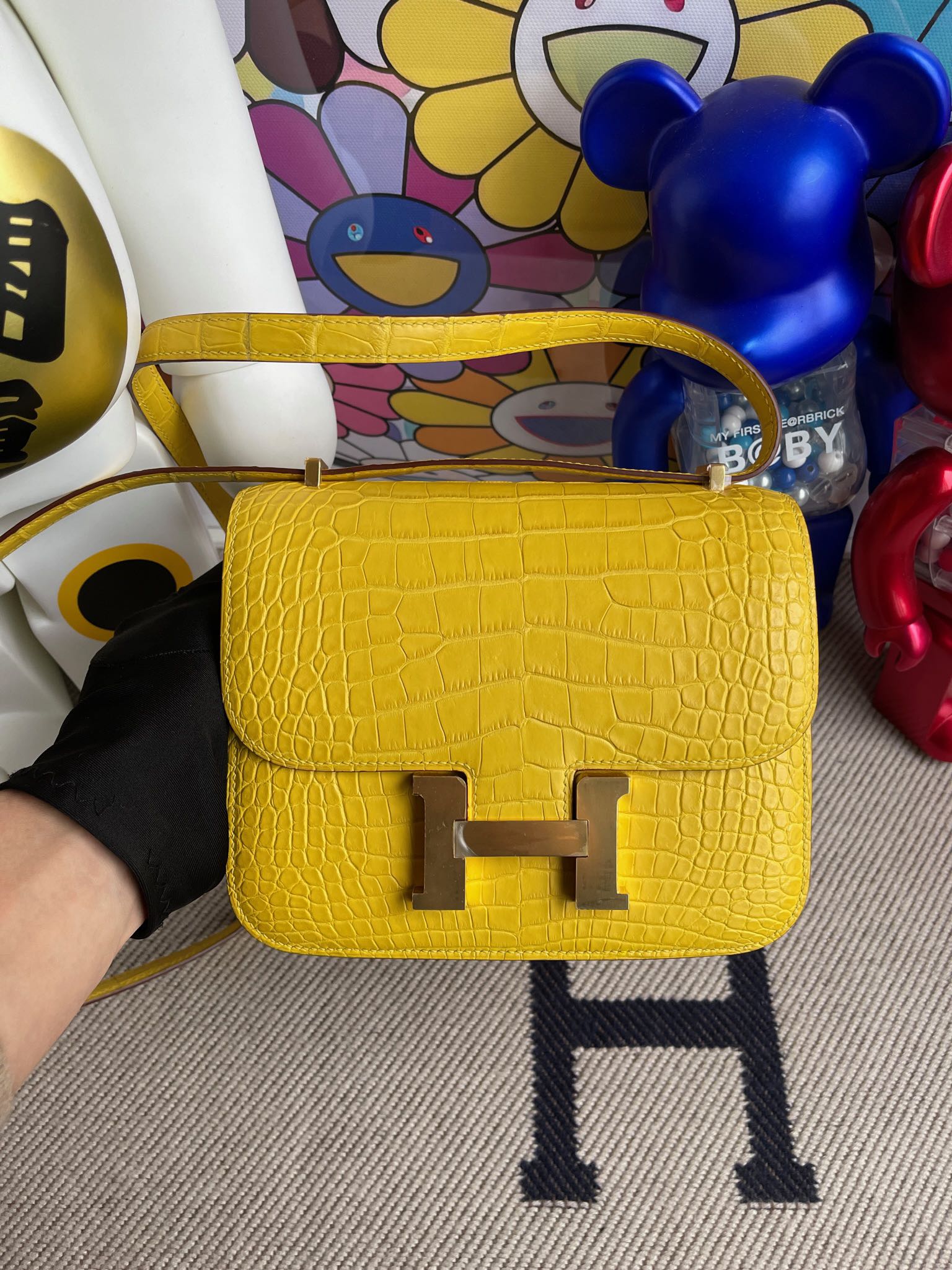 Hermès（爱马仕）Constance 康康 Alligator matt 雾面鳄鱼 M9 金盏花黄 金扣 18cm 顶级手缝
