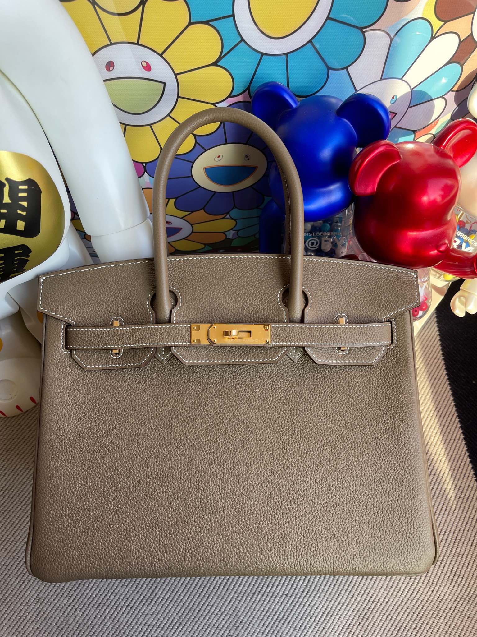 Hermès（爱马仕）Birkin 铂金包 原厂小牛皮 togo  大象灰 Etoupe 金扣 30cm 顶级手缝