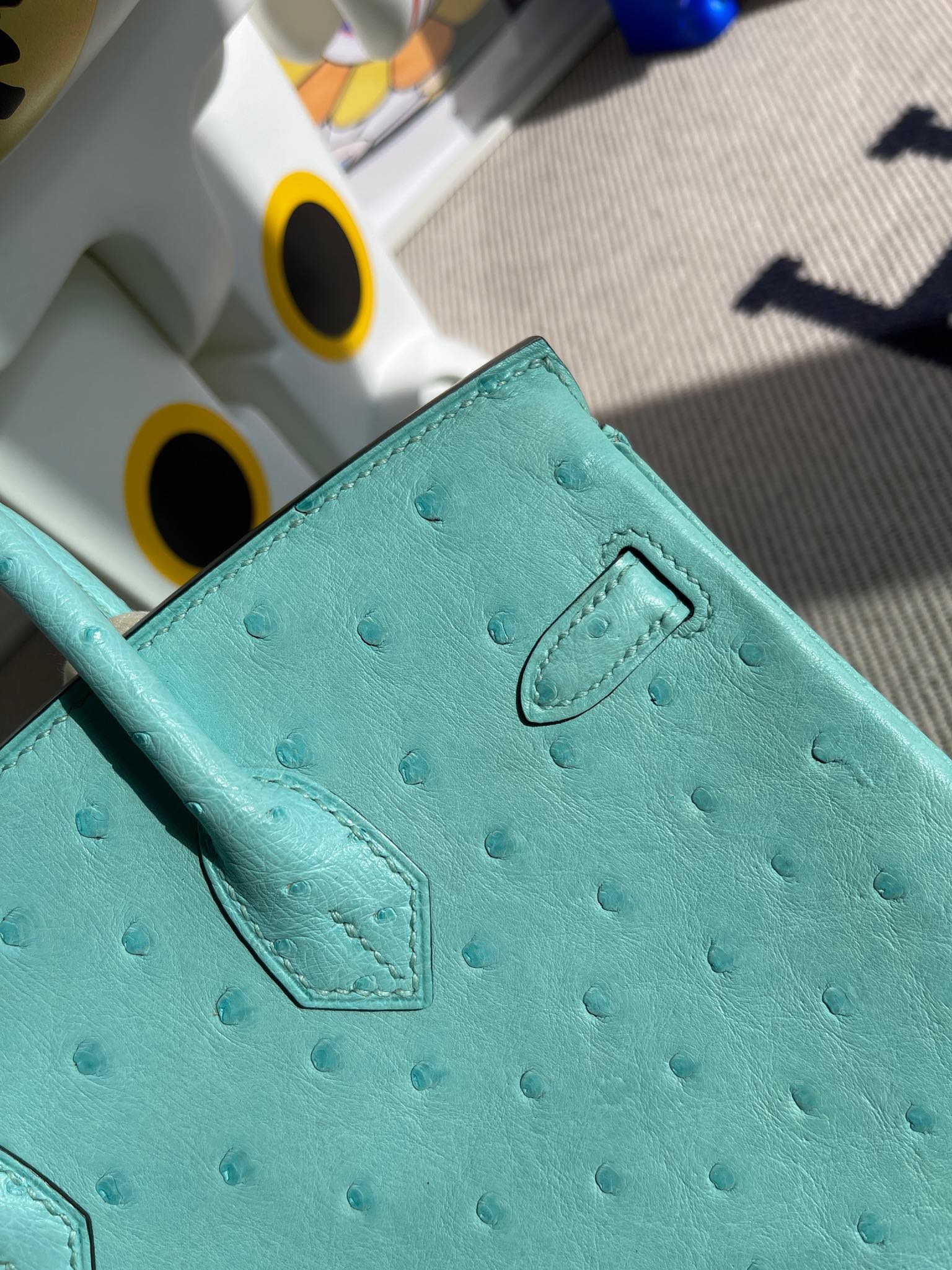 Hermès(爱马仕)Birkin 铂金包 Ostrich kk鸵鸟 3P 马卡龙蓝 银扣 25cm 顶级手缝-拉尔森鳄鱼皮具定制 - 爱马仕包包官网 Hermès(爱马仕)Birkin 铂金包 Ostrich kk鸵鸟 3P 马卡龙蓝 银扣 25cm 顶级手缝