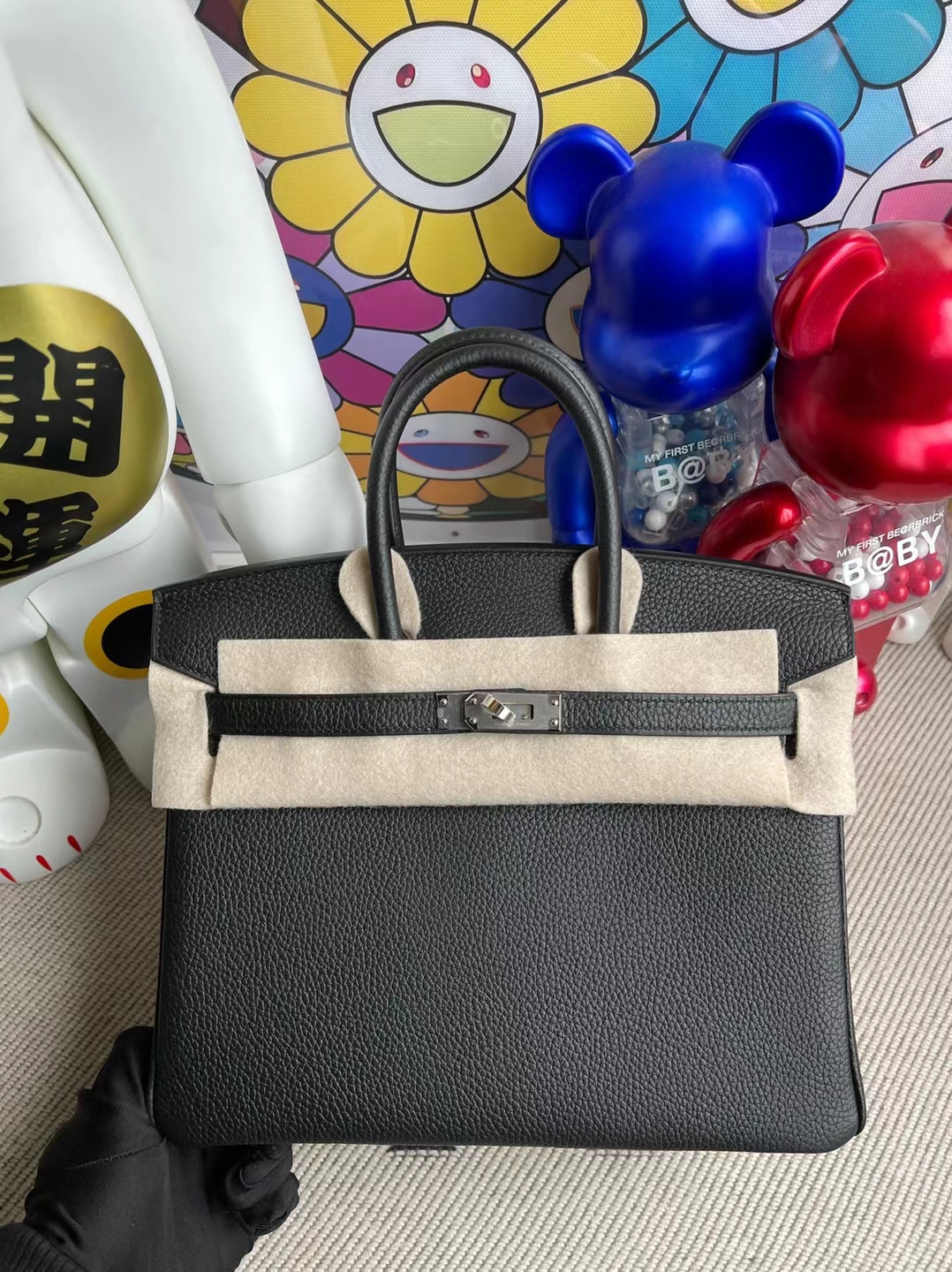Hermès(爱马仕)Birkin 铂金包 Togo Ck89 黑色 银扣 25cm 顶级工艺 全手工缝制-拉尔森鳄鱼皮具定制 - 爱马仕包包官网 Hermès(爱马仕)Birkin 铂金包 Togo Ck89 黑色 银扣 25cm 顶级工艺 全手工缝制
