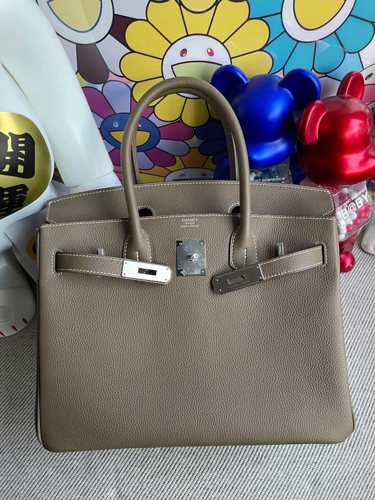 Hermès(爱马仕)Birkin 铂金包 原厂小牛皮 togo 大象灰 Etoupe 银扣 30cm 顶级手缝-拉尔森鳄鱼皮具定制 - 爱马仕包包官网 Hermès(爱马仕)Birkin 铂金包 原厂小牛皮 togo 大象灰 Etoupe 银扣 30cm 顶级手缝