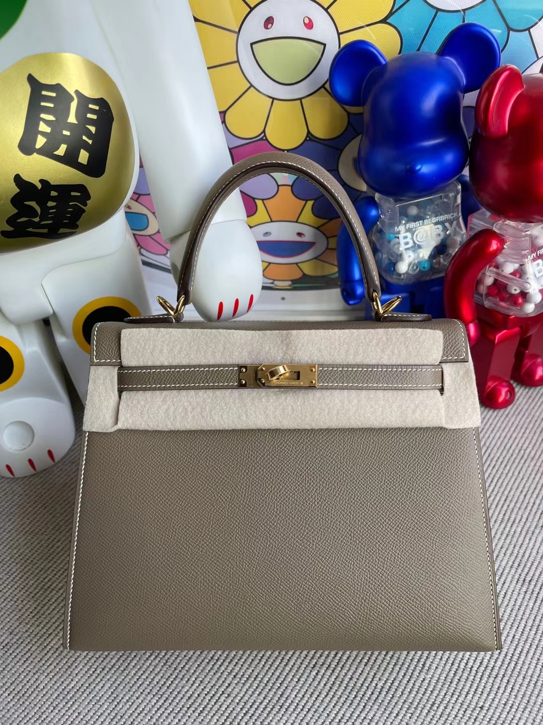 Hermès(爱马仕)Kelly 凯利包 Epsom Ck18 大象灰 金扣 25cm 顶级工艺 全手工缝制-拉尔森鳄鱼皮具定制 - 爱马仕包包官网 Hermès(爱马仕)Kelly 凯利包 Epsom Ck18 大象灰 金扣 25cm 顶级工艺 全手工缝制