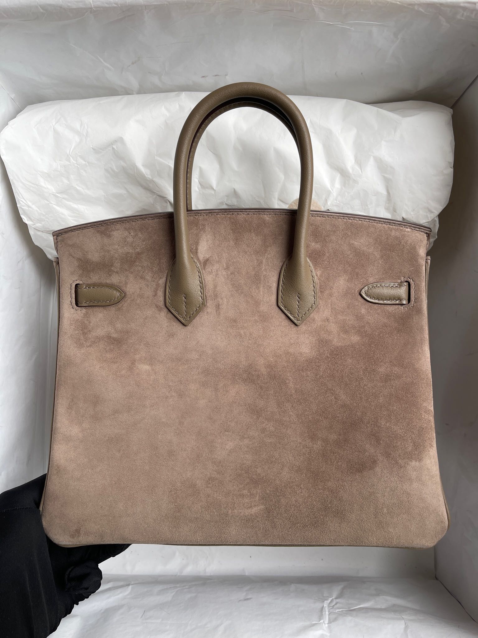 Hermès(爱马仕)Birkin 铂金包 麂皮 拼 swift 灰色 拼 大象灰 银扣 25cm 顶级手缝-拉尔森鳄鱼皮具定制 - 爱马仕包包官网 Hermès(爱马仕)Birkin 铂金包 麂皮 拼 swift 灰色 拼 大象灰 银扣 25cm 顶级手缝