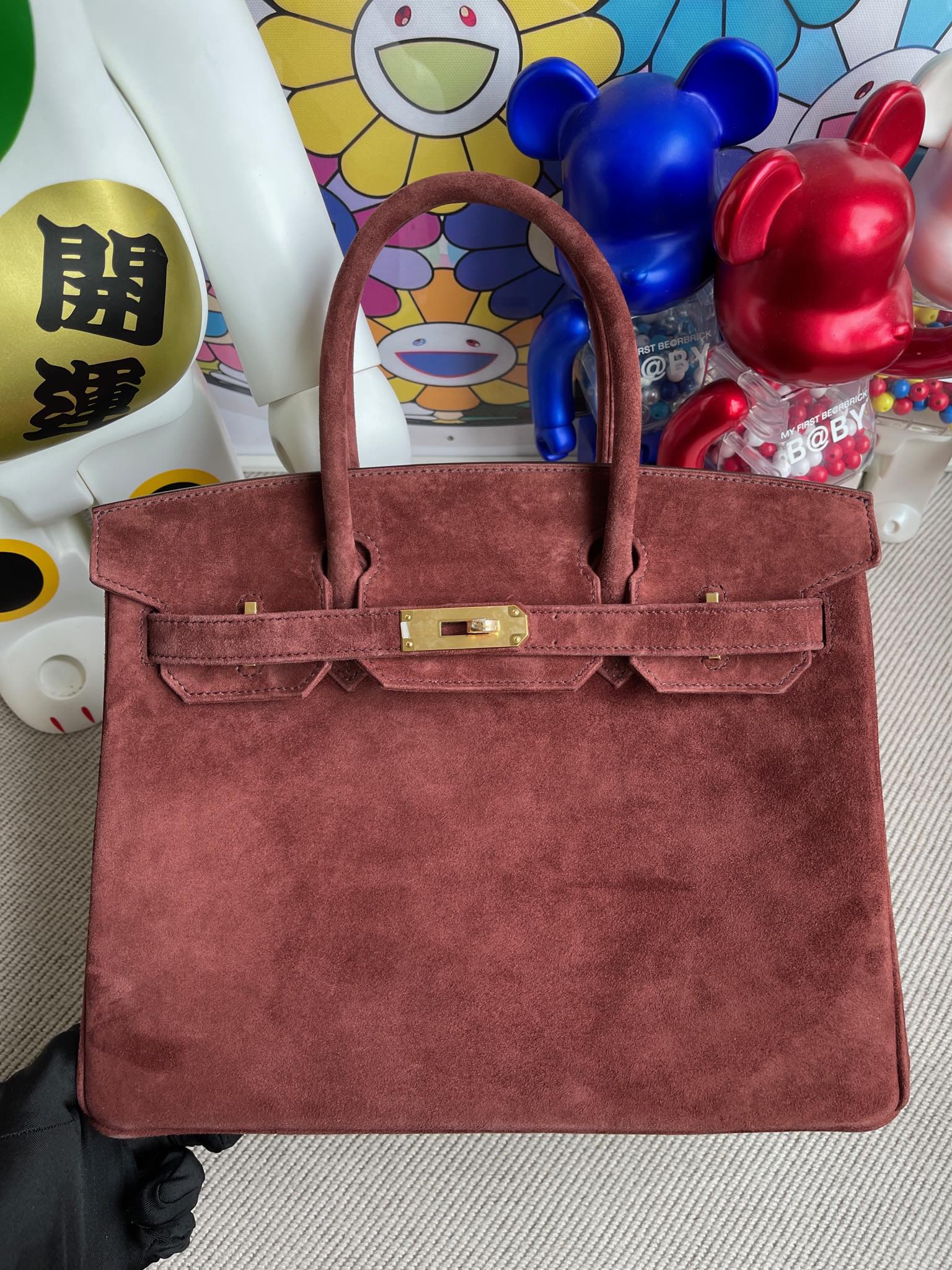 Hermès(爱马仕)Birkin 铂金包 麂皮 泰迪色 金扣 30cm 顶级手缝 定制-拉尔森鳄鱼皮具定制 - 爱马仕包包官网 Hermès(爱马仕)Birkin 铂金包 麂皮 泰迪色 金扣 30cm 顶级手缝 定制