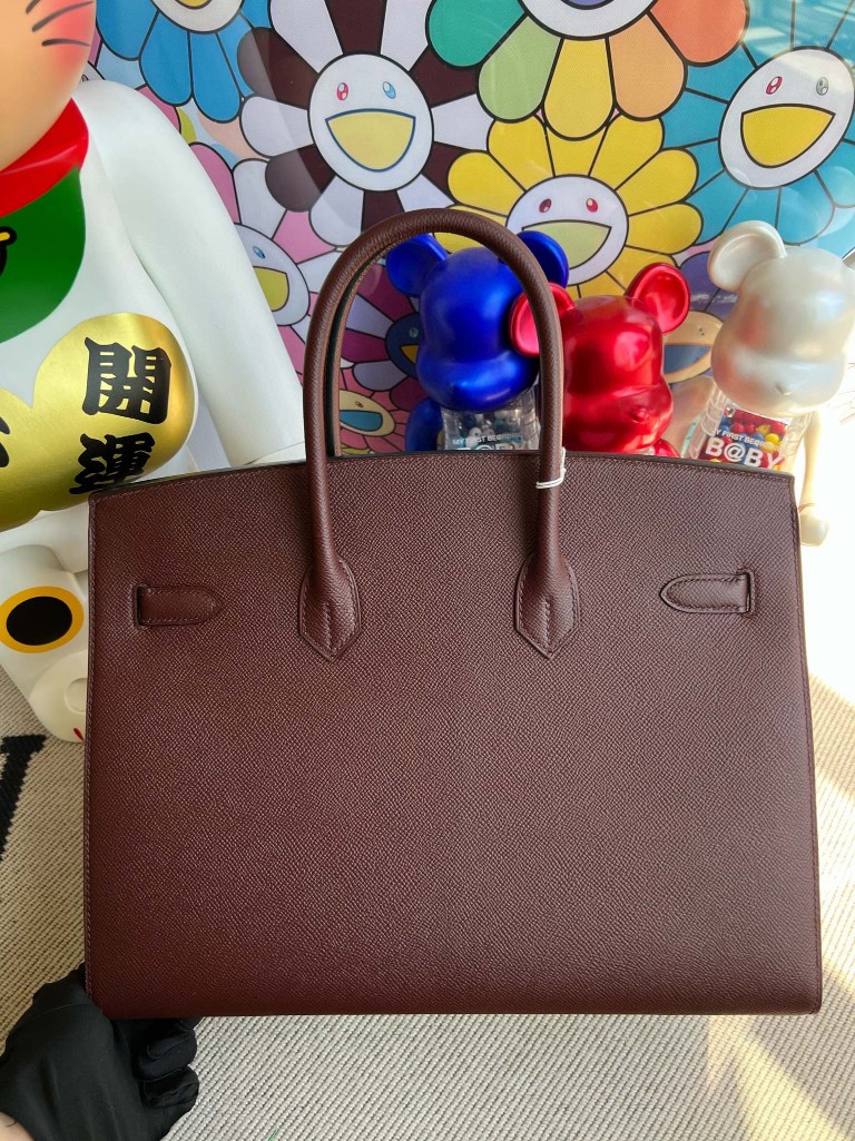 Hermès(爱马仕)Birkin 铂金包 Epsom 原厂掌纹 Sellier 波尔多酒红 金扣 35cm 顶级手缝-拉尔森鳄鱼皮具定制 - 爱马仕包包官网 Hermès(爱马仕)Birkin 铂金包 Epsom 原厂掌纹 Sellier 波尔多酒红 金扣 35cm 顶级手缝