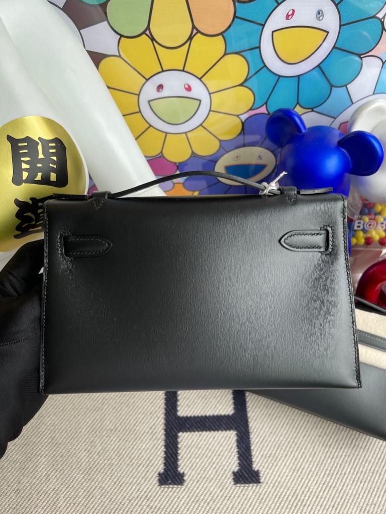 Hermès(爱马仕)Mini kelly pochette Boxcalf 黑色 Noir 金扣 22cm 手拿包 晚宴包-拉尔森鳄鱼皮具定制 - 爱马仕包包官网 Hermès(爱马仕)Mini kelly pochette Boxcalf 黑色 Noir 金扣 22cm 手拿包 晚宴包