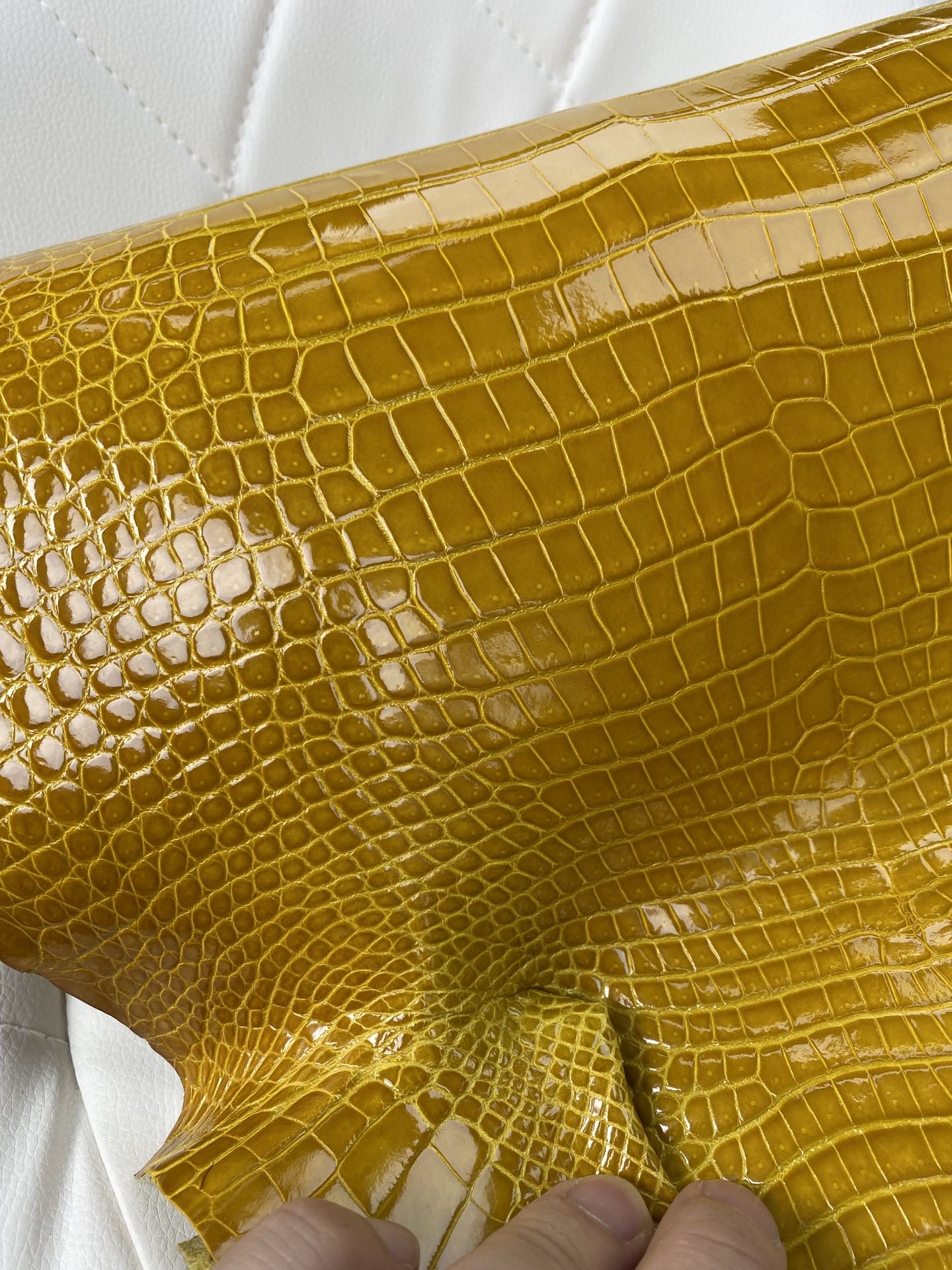 Hermès（爱马仕）新到鳄鱼 Porosus shiny 亮面澳洲湾鳄 9D 琥珀黄 Ambre