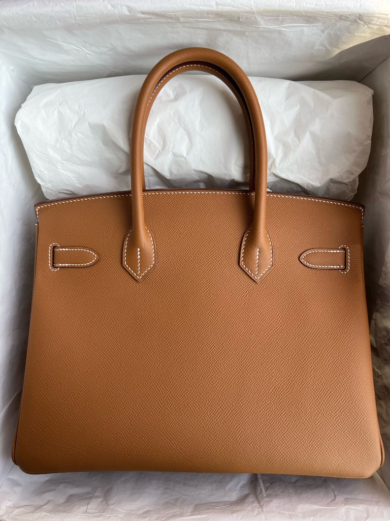 Hermès（爱马仕）Birkin 铂金包 Epsom 原厂掌纹皮 ck37 金棕色 Gold 金扣 30cm 顶级手缝