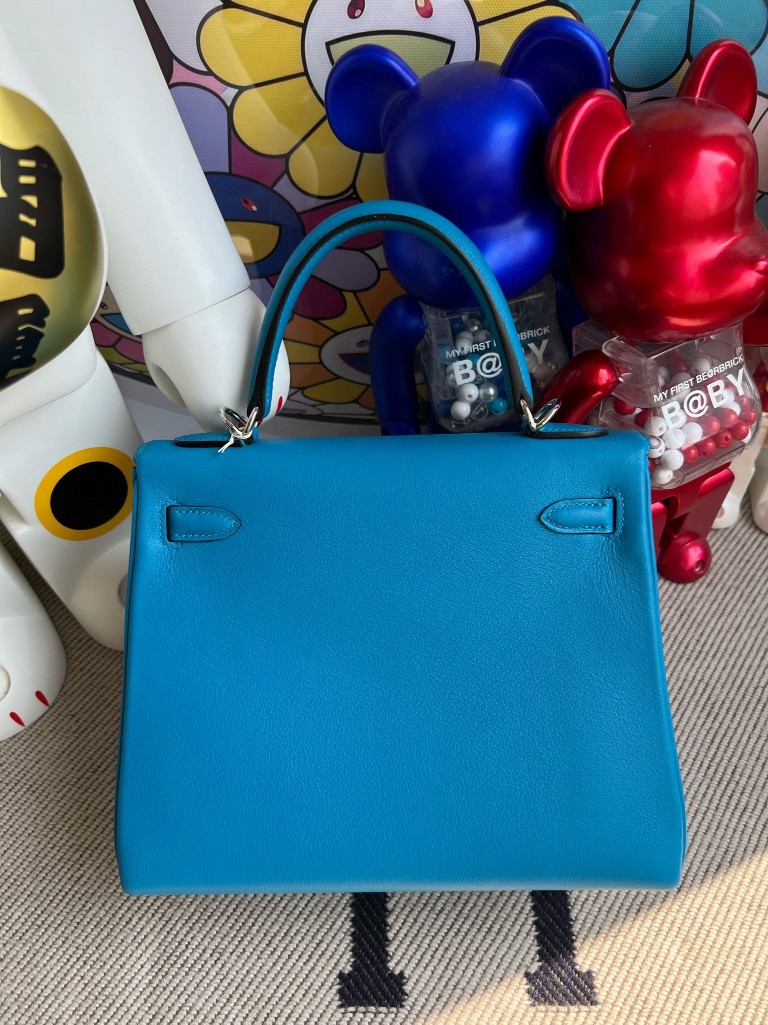 Hermès(爱马仕)Kelly 凯莉包 Swift OF 佛罗里达蓝 银扣 25cm 顶级手缝-拉尔森鳄鱼皮具定制 - 爱马仕包包官网 Hermès(爱马仕)Kelly 凯莉包 Swift OF 佛罗里达蓝 银扣 25cm 顶级手缝