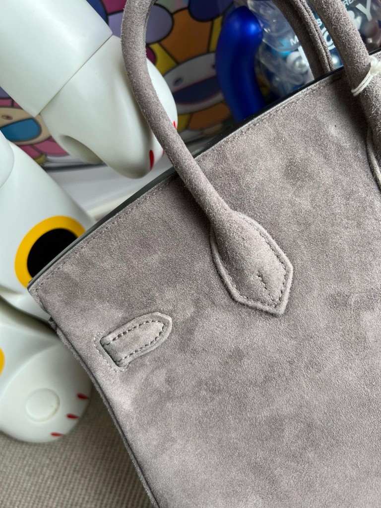 Hermès(爱马仕)Birkin 铂金包 麂皮 灰色 银扣 25cm 顶级手缝 定制-拉尔森鳄鱼皮具定制 - 爱马仕包包官网 Hermès(爱马仕)Birkin 铂金包 麂皮 灰色 银扣 25cm 顶级手缝 定制