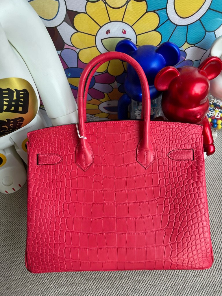 Hermès(爱马仕)Birkin 铂金包 Alligator matt 雾面鳄鱼 i6 极致粉 银扣 30cm 顶级手缝-拉尔森鳄鱼皮具定制 - 爱马仕包包官网 Hermès(爱马仕)Birkin 铂金包 Alligator matt 雾面鳄鱼 i6 极致粉 银扣 30cm 顶级手缝