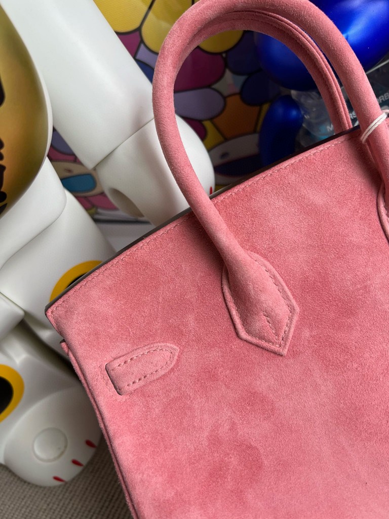 Hermès(爱马仕)Birkin 铂金包 麂皮 粉色 银扣 25cm 顶级手缝 定制-拉尔森鳄鱼皮具定制 - 爱马仕包包官网 Hermès(爱马仕)Birkin 铂金包 麂皮 粉色 银扣 25cm 顶级手缝 定制
