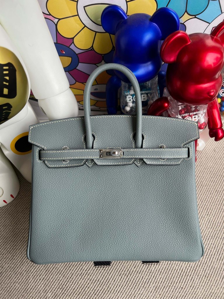 Hermès(爱马仕)Birkin 铂金包 原厂小牛皮 J7 亚麻蓝 Blue lin 银扣 25cm 顶级手缝-拉尔森鳄鱼皮具定制 - 爱马仕包包官网 Hermès(爱马仕)Birkin 铂金包 原厂小牛皮 J7 亚麻蓝 Blue lin 银扣 25cm 顶级手缝