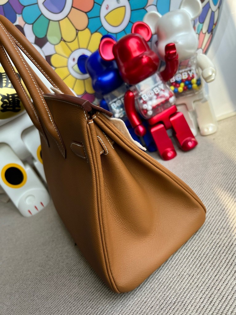Hermès（爱马仕）Birkin 铂金包 Epsom 原厂掌纹皮 ck37 金棕色 Gold 金扣 30cm 顶级手缝