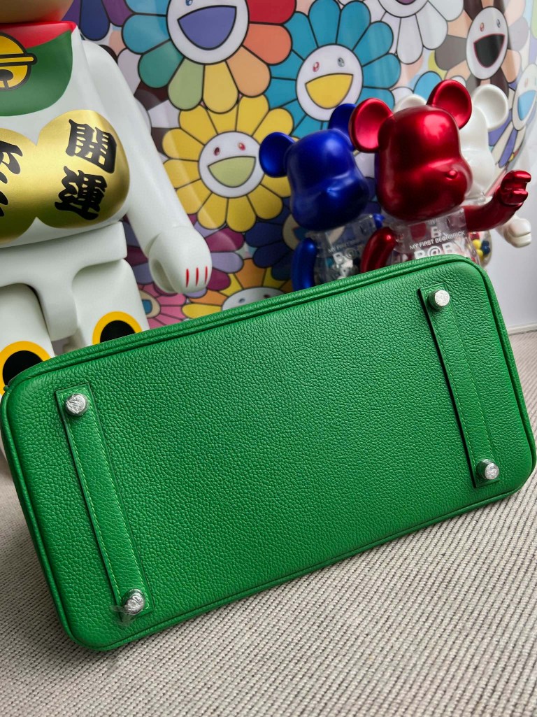 Hermès（爱马仕）Birkin 铂金包 Touch 系列 亮面鳄鱼 竹子绿 银扣 30cm 顶级手缝