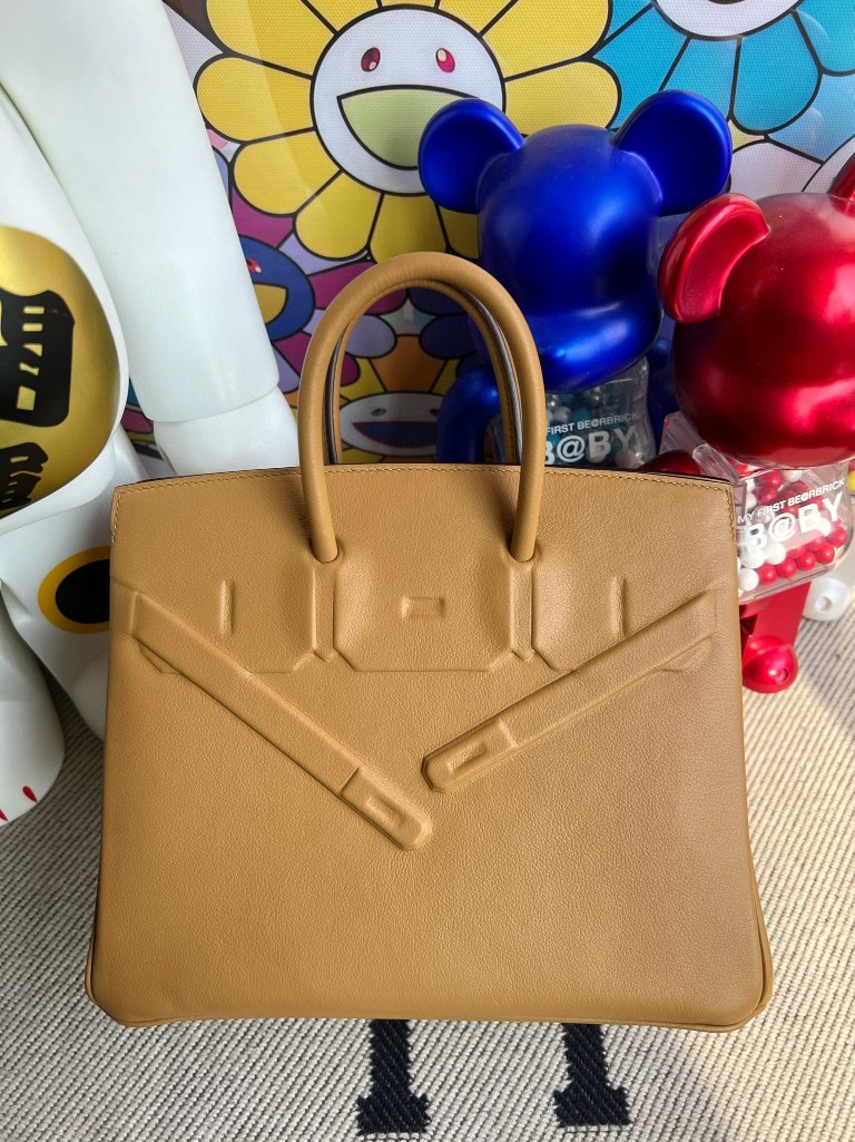 Hermès（爱马仕）Birkin Shadow 影子包 4B 饼干色 银扣 25cm 顶级手缝
