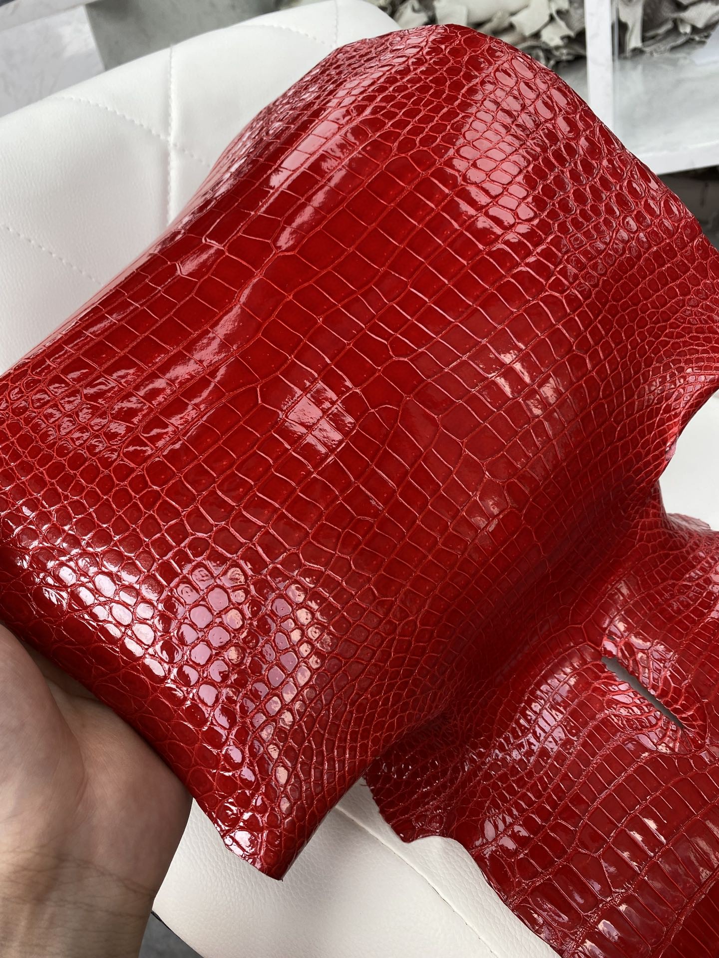 Hermès(爱马仕)新到鳄鱼 Porosus shiny 亮面澳洲湾鳄 法拉利红 Braise-拉尔森鳄鱼皮具定制 - 爱马仕包包官网 Hermès(爱马仕)新到鳄鱼 Porosus shiny 亮面澳洲湾鳄 法拉利红 Braise