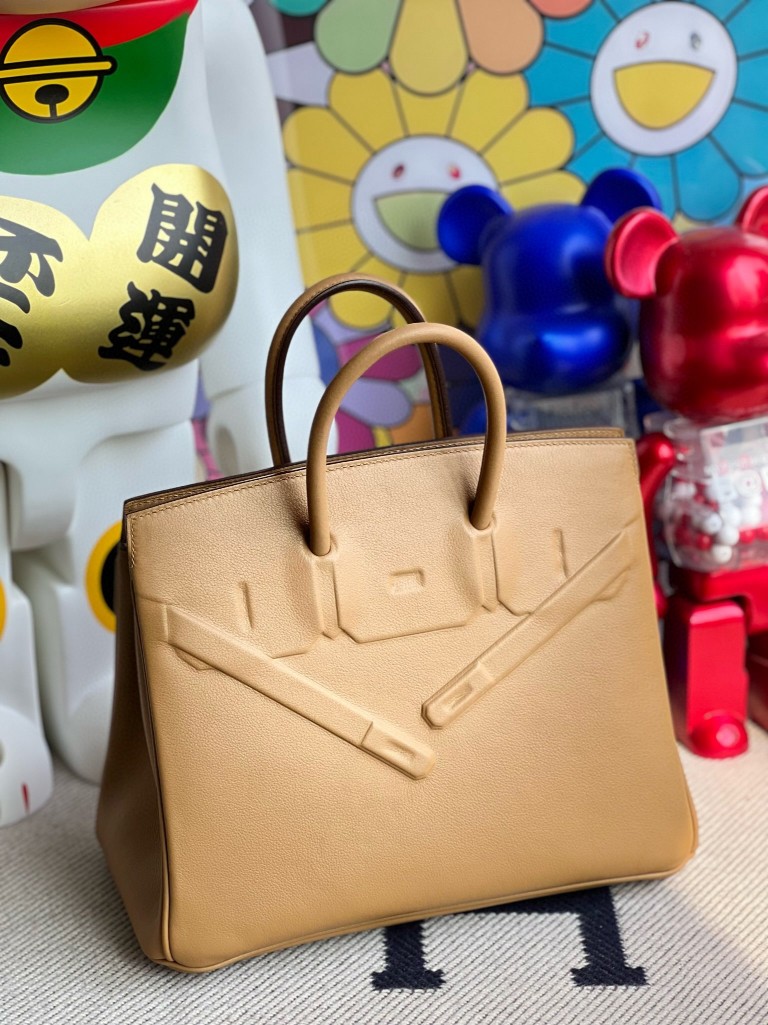 Hermès（爱马仕）Birkin Shadow 影子包 4B 饼干色 银扣 25cm 顶级手缝