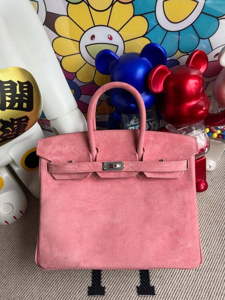 Hermès(爱马仕)Birkin 铂金包 麂皮 粉色 银扣 25cm 顶级手缝 定制-拉尔森鳄鱼皮具定制 - 爱马仕包包官网 Hermès(爱马仕)Birkin 铂金包 麂皮 粉色 银扣 25cm 顶级手缝 定制