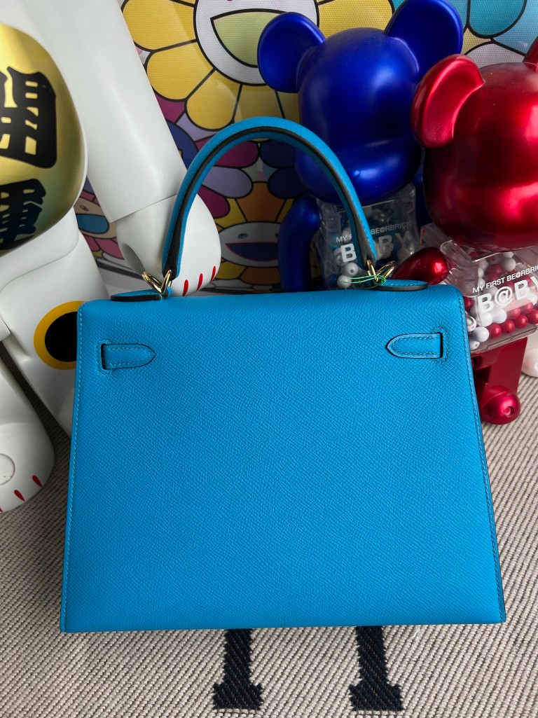 Hermès(爱马仕)kelly 凯莉包 Epsom 原厂掌纹皮 sellier OF 佛罗里达蓝 Blue Frida 金扣 25cm 顶级手缝-拉尔森鳄鱼皮具定制 - 爱马仕包包官网 Hermès(爱马仕)kelly 凯莉包 Epsom 原厂掌纹皮 sellier OF 佛罗里达蓝 Blue Frida 金扣 25cm 顶级手缝