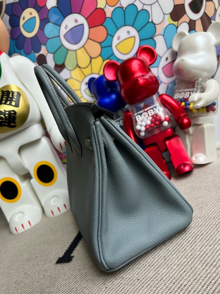 Hermès(爱马仕)Birkin 铂金包 原厂小牛皮 J7 亚麻蓝 Blue lin 银扣 25cm 顶级手缝-拉尔森鳄鱼皮具定制 - 爱马仕包包官网 Hermès(爱马仕)Birkin 铂金包 原厂小牛皮 J7 亚麻蓝 Blue lin 银扣 25cm 顶级手缝