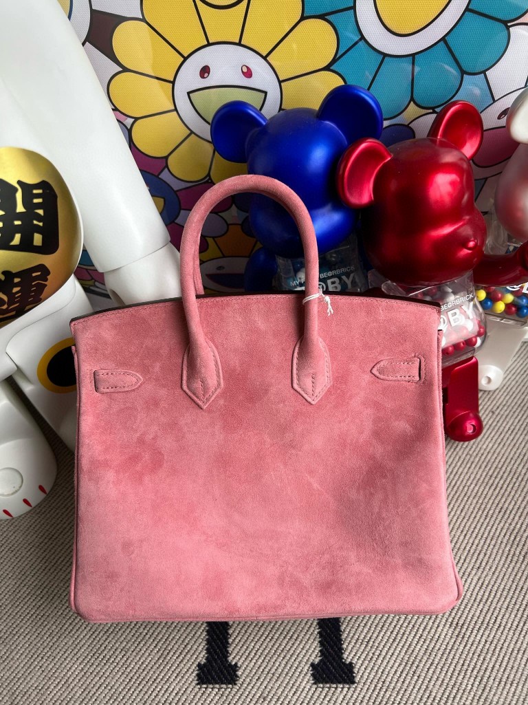 Hermès(爱马仕)Birkin 铂金包 麂皮 粉色 银扣 25cm 顶级手缝 定制-拉尔森鳄鱼皮具定制 - 爱马仕包包官网 Hermès(爱马仕)Birkin 铂金包 麂皮 粉色 银扣 25cm 顶级手缝 定制