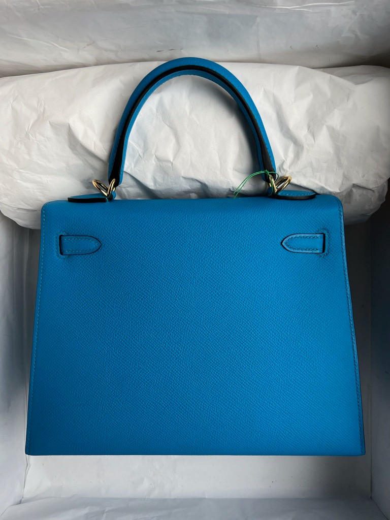Hermès(爱马仕)kelly 凯莉包 Epsom 原厂掌纹皮 sellier OF 佛罗里达蓝 Blue Frida 金扣 25cm 顶级手缝-拉尔森鳄鱼皮具定制 - 爱马仕包包官网 Hermès(爱马仕)kelly 凯莉包 Epsom 原厂掌纹皮 sellier OF 佛罗里达蓝 Blue Frida 金扣 25cm 顶级手缝
