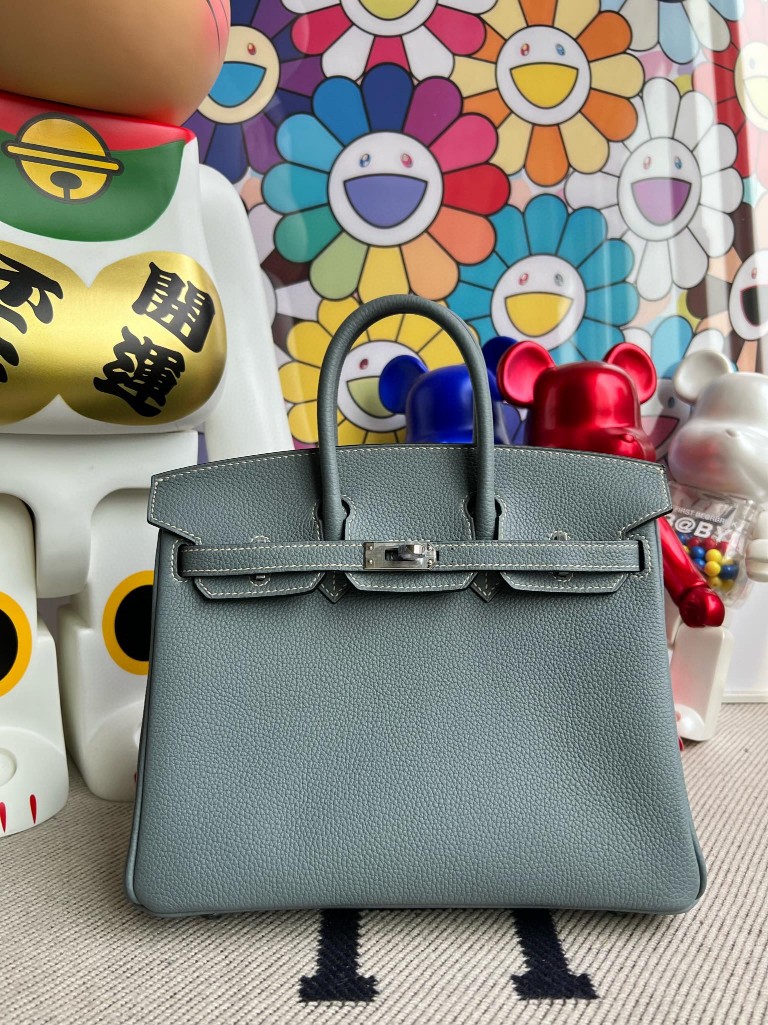 Hermès(爱马仕)Birkin 铂金包 原厂小牛皮 J7 亚麻蓝 Blue lin 银扣 25cm 顶级手缝-拉尔森鳄鱼皮具定制 - 爱马仕包包官网 Hermès(爱马仕)Birkin 铂金包 原厂小牛皮 J7 亚麻蓝 Blue lin 银扣 25cm 顶级手缝