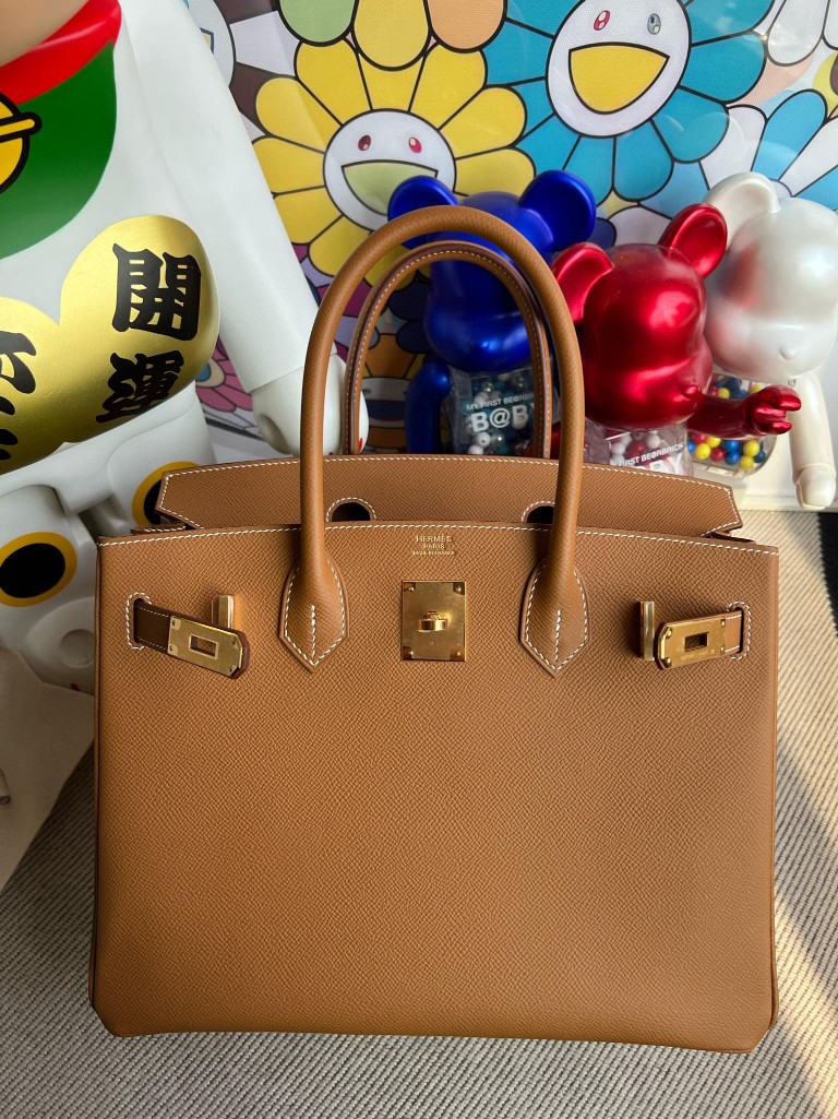 Hermès（爱马仕）Birkin 铂金包 Epsom 原厂掌纹皮 ck37 金棕色 Gold 金扣 30cm 顶级手缝