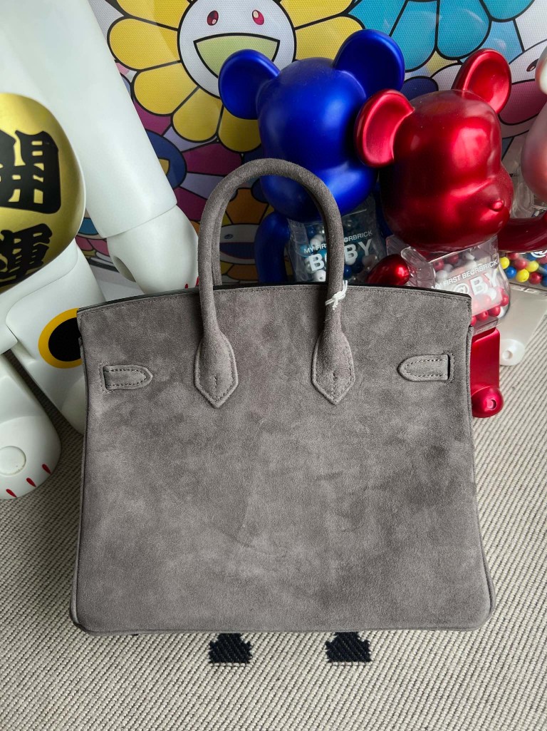 Hermès(爱马仕)Birkin 铂金包 麂皮 灰色 银扣 25cm 顶级手缝 定制-拉尔森鳄鱼皮具定制 - 爱马仕包包官网 Hermès(爱马仕)Birkin 铂金包 麂皮 灰色 银扣 25cm 顶级手缝 定制