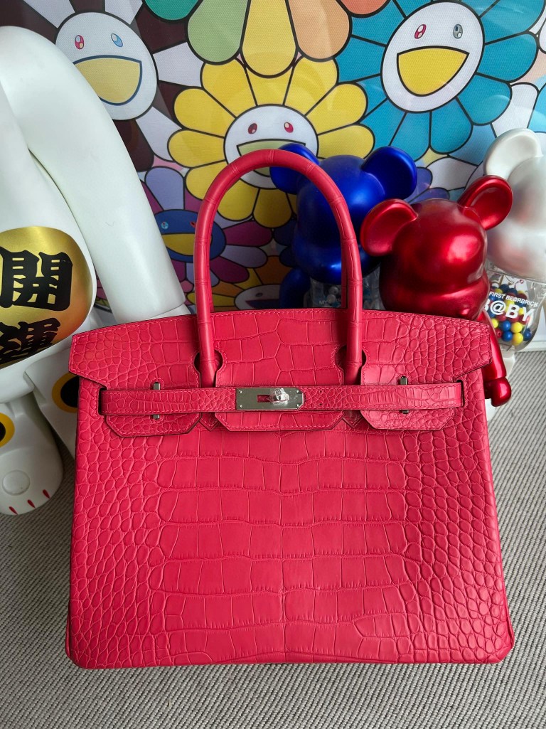 Hermès(爱马仕)Birkin 铂金包 Alligator matt 雾面鳄鱼 i6 极致粉 银扣 30cm 顶级手缝-拉尔森鳄鱼皮具定制 - 爱马仕包包官网 Hermès(爱马仕)Birkin 铂金包 Alligator matt 雾面鳄鱼 i6 极致粉 银扣 30cm 顶级手缝