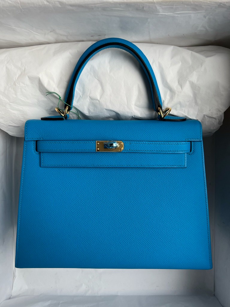 Hermès(爱马仕)kelly 凯莉包 Epsom 原厂掌纹皮 sellier OF 佛罗里达蓝 Blue Frida 金扣 25cm 顶级手缝-拉尔森鳄鱼皮具定制 - 爱马仕包包官网 Hermès(爱马仕)kelly 凯莉包 Epsom 原厂掌纹皮 sellier OF 佛罗里达蓝 Blue Frida 金扣 25cm 顶级手缝
