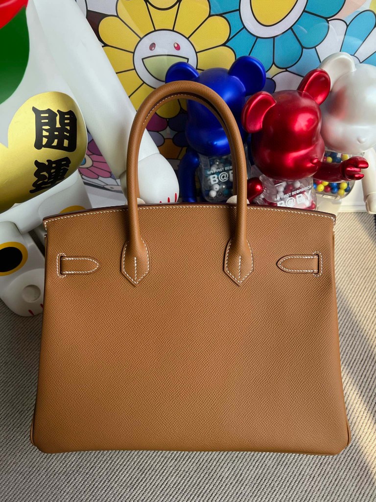 Hermès（爱马仕）Birkin 铂金包 Epsom 原厂掌纹皮 ck37 金棕色 Gold 金扣 30cm 顶级手缝
