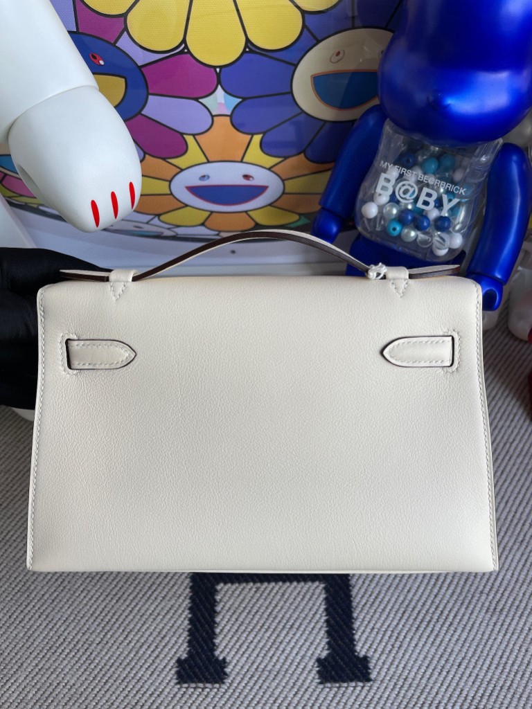 Hermès（爱马仕）Mini kelly pochette swift 8L 奶油白 金扣 手拿包 晚宴包