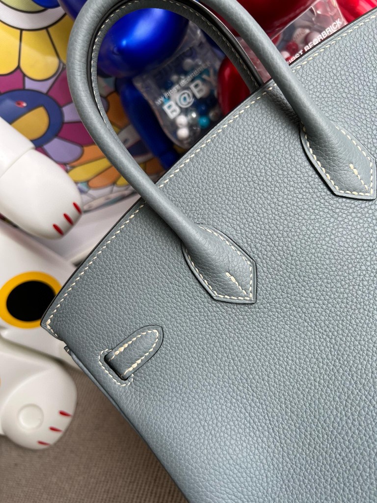 Hermès(爱马仕)Birkin 铂金包 原厂小牛皮 J7 亚麻蓝 Blue lin 银扣 25cm 顶级手缝-拉尔森鳄鱼皮具定制 - 爱马仕包包官网 Hermès(爱马仕)Birkin 铂金包 原厂小牛皮 J7 亚麻蓝 Blue lin 银扣 25cm 顶级手缝