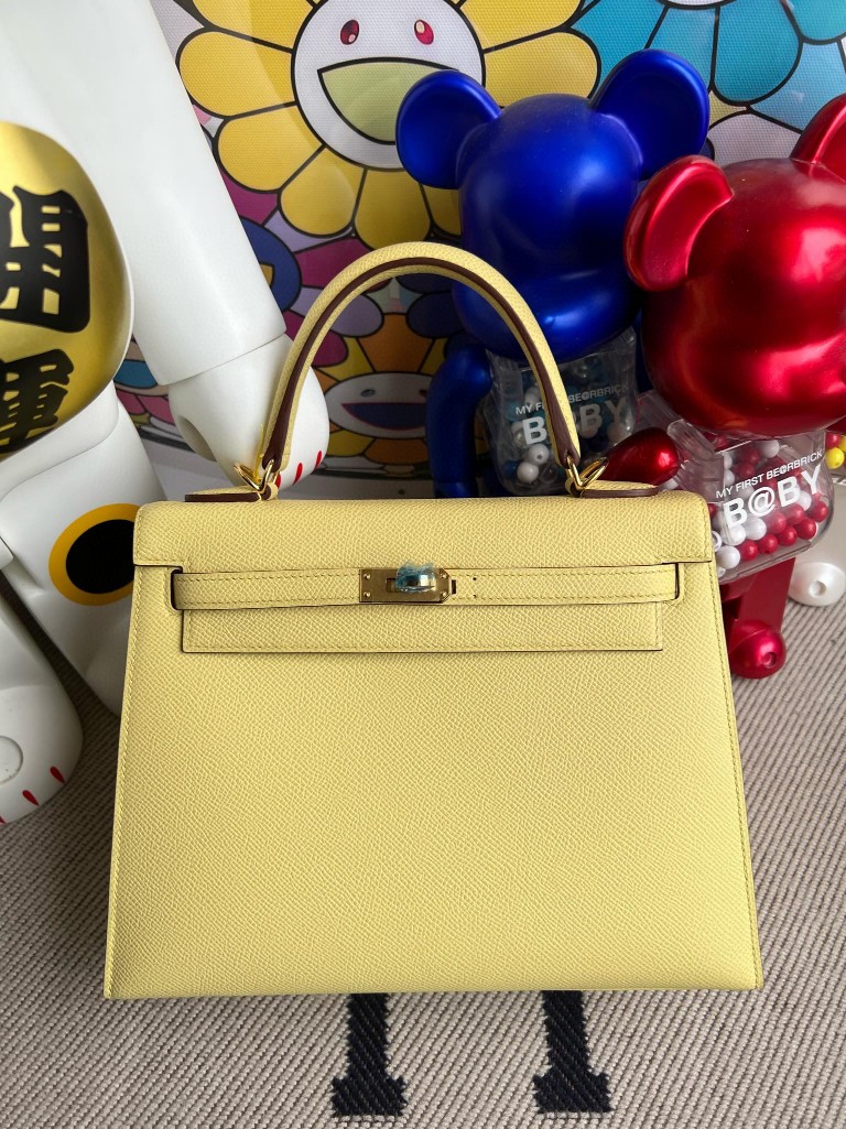 Hermès(爱马仕)kelly 凯莉包 Epsom 原厂掌纹皮 1Z 小鸡黄 金扣 25cm 顶级手缝-拉尔森鳄鱼皮具定制 - 爱马仕包包官网 Hermès(爱马仕)kelly 凯莉包 Epsom 原厂掌纹皮 1Z 小鸡黄 金扣 25cm 顶级手缝
