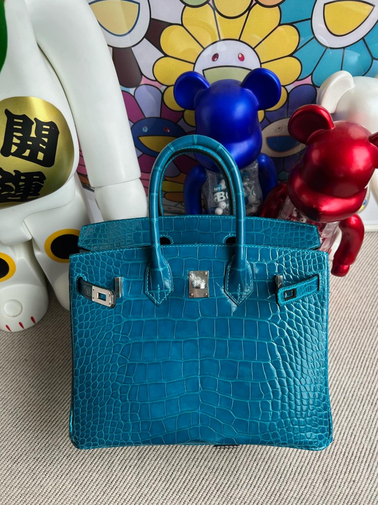 Hermès(爱马仕)Birkin 铂金包 Alligator shiny 亮面鳄鱼 7w 伊兹密尔蓝 银扣 25cm 顶级手缝-拉尔森鳄鱼皮具定制 - 爱马仕包包官网 Hermès(爱马仕)Birkin 铂金包 Alligator shiny 亮面鳄鱼 7w 伊兹密尔蓝 银扣 25cm 顶级手缝