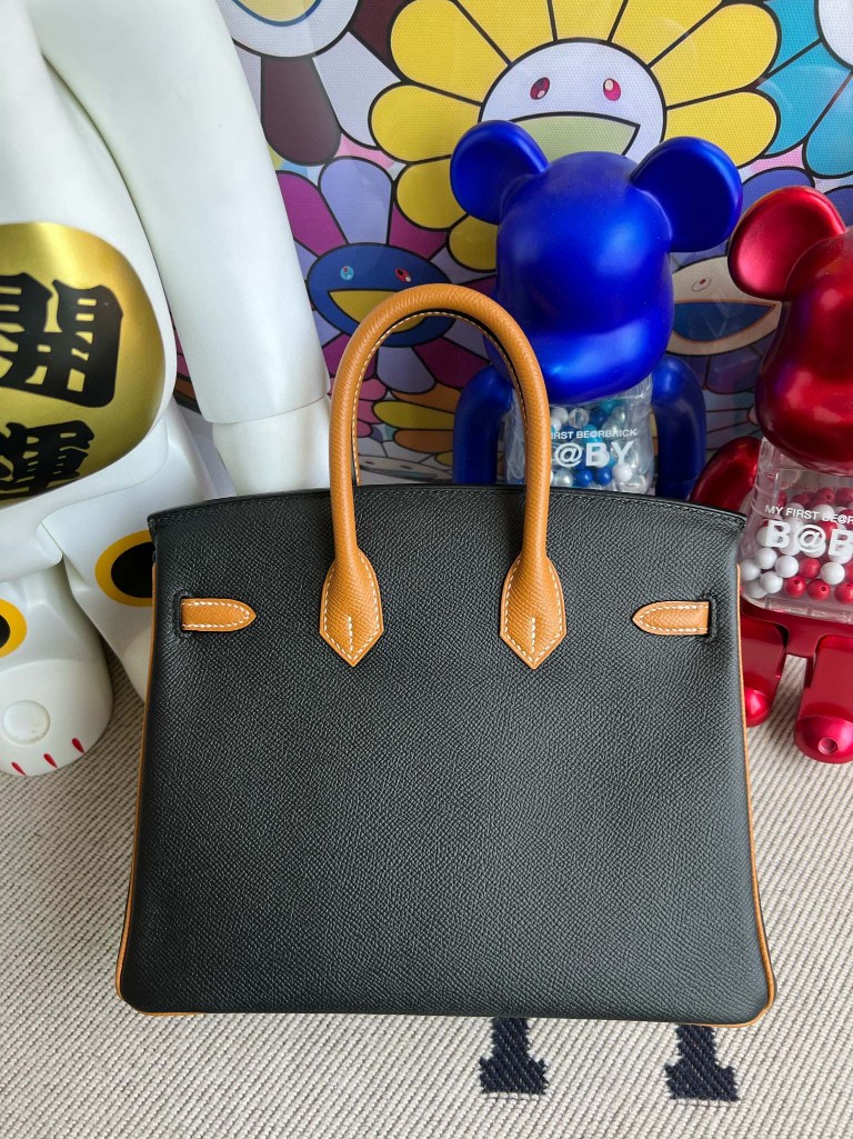 Hermès(爱马仕)Birkin 铂金包 Epsom 原厂掌纹皮 黑色 拼 太妃色 金扣 25cm 马蹄印 顶级手缝-拉尔森鳄鱼皮具定制 - 爱马仕包包官网 Hermès(爱马仕)Birkin 铂金包 Epsom 原厂掌纹皮 黑色 拼 太妃色 金扣 25cm 马蹄印 顶级手缝